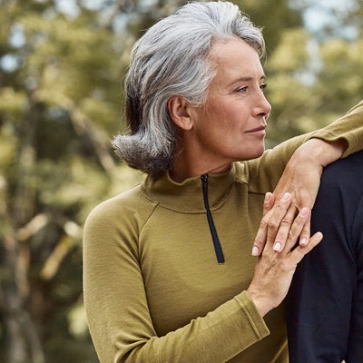 T-shirt laine mérinos col zippé pour femme