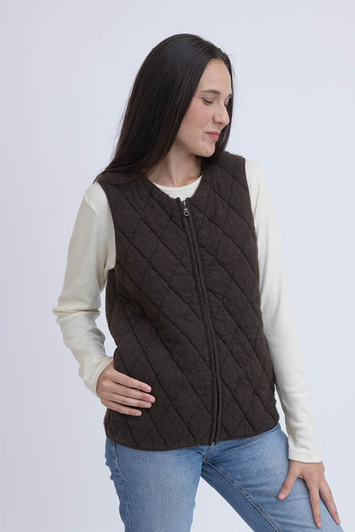 Doudoune sans manches en duvet de yack pour femme