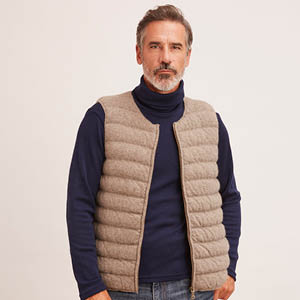Doudoune sans manches en duvet de yack pour homme