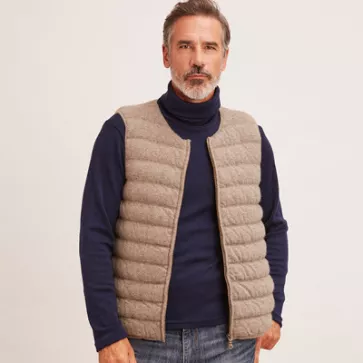 Doudoune sans manches en duvet de yack pour homme