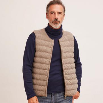 Doudoune sans manches en duvet de yack pour homme