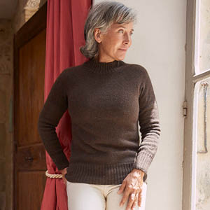 Pull laine de yack col cheminée pour femme 