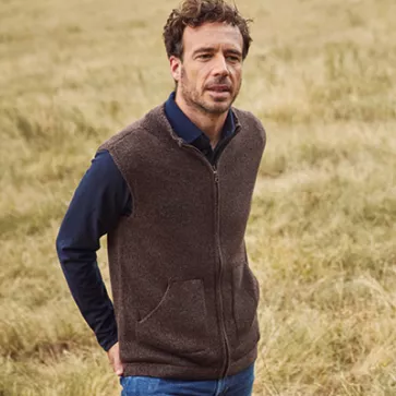 Gilet en laine sans manche yack mérinos et soie pour homme