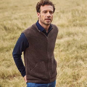 Gilet en laine sans manche yack mérinos et soie pour homme