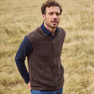 Gilet en laine sans manche yack mérinos et soie pour homme