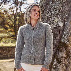 Blouson laine zippé duvet mohair, yack et soie pour femme