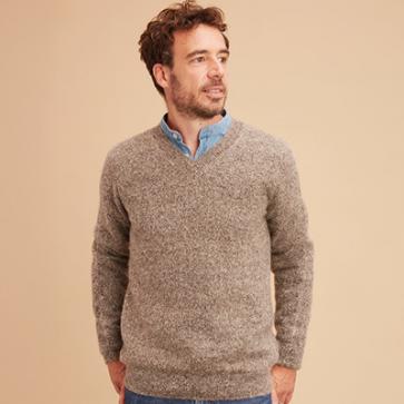 Pull en laine yack col V pour homme