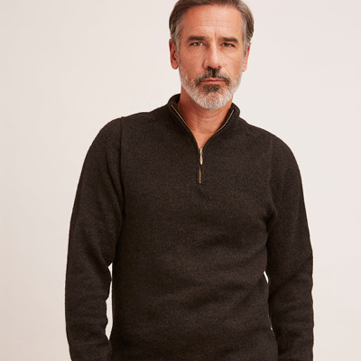 Pull en laine yack col cheminée pour homme