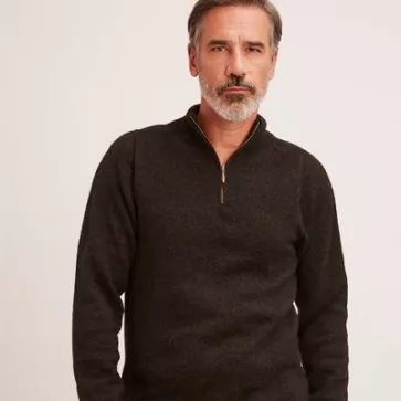 Pull en laine yack col cheminée pour homme