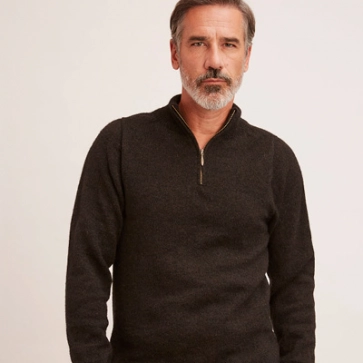 Pull en laine yack col cheminée pour homme