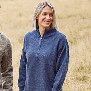 Pull en laine yack col cheminée pour femme