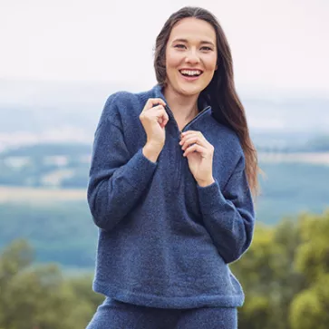 Pull en laine yack col cheminée pour femme