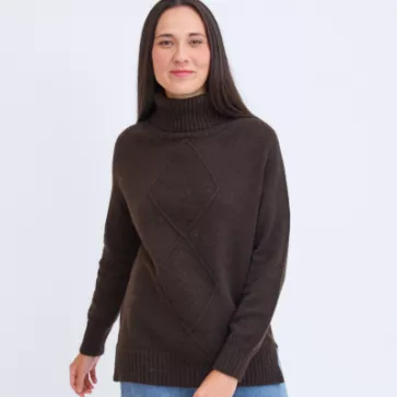 Pull en laine yack col roulé pour femme