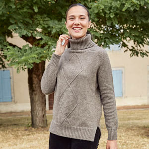 Pull en laine yack col roulé pour femme