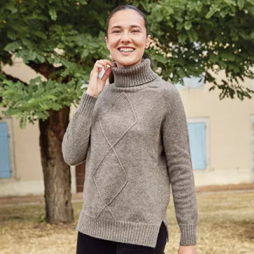 Pull en laine yack col roulé pour femme