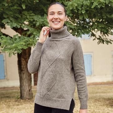 Pull en laine yack col roulé pour femme