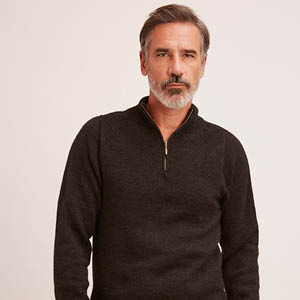 Pull en laine yack col cheminée pour homme