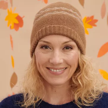 Bonnet en laine chameau pour femme