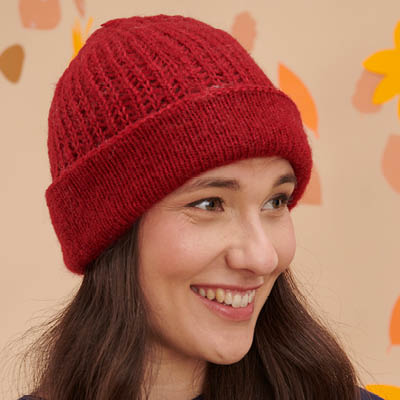 Bonnet laine à revers pour femme