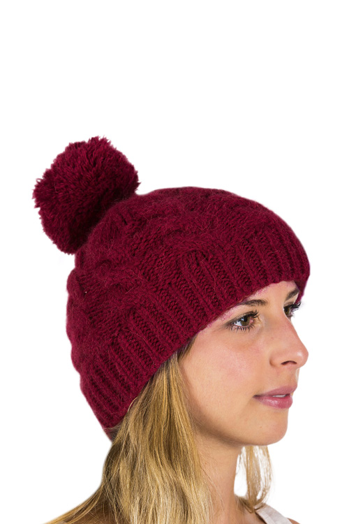 Bonnet laine alpaga à pompon