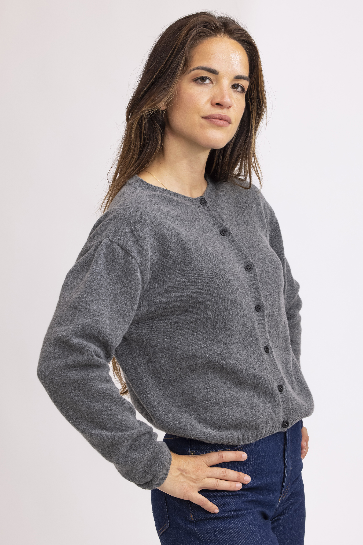 Cardigan laine recyclee rose bobrose 2
