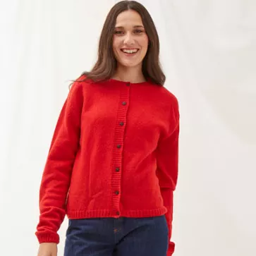 Cardigan en laine recyclée pour femme Rose