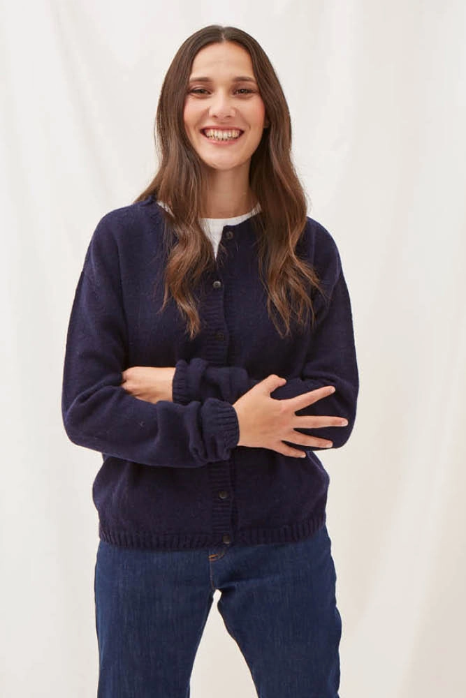 Cardigan laine recyclee rose bobrosee 2