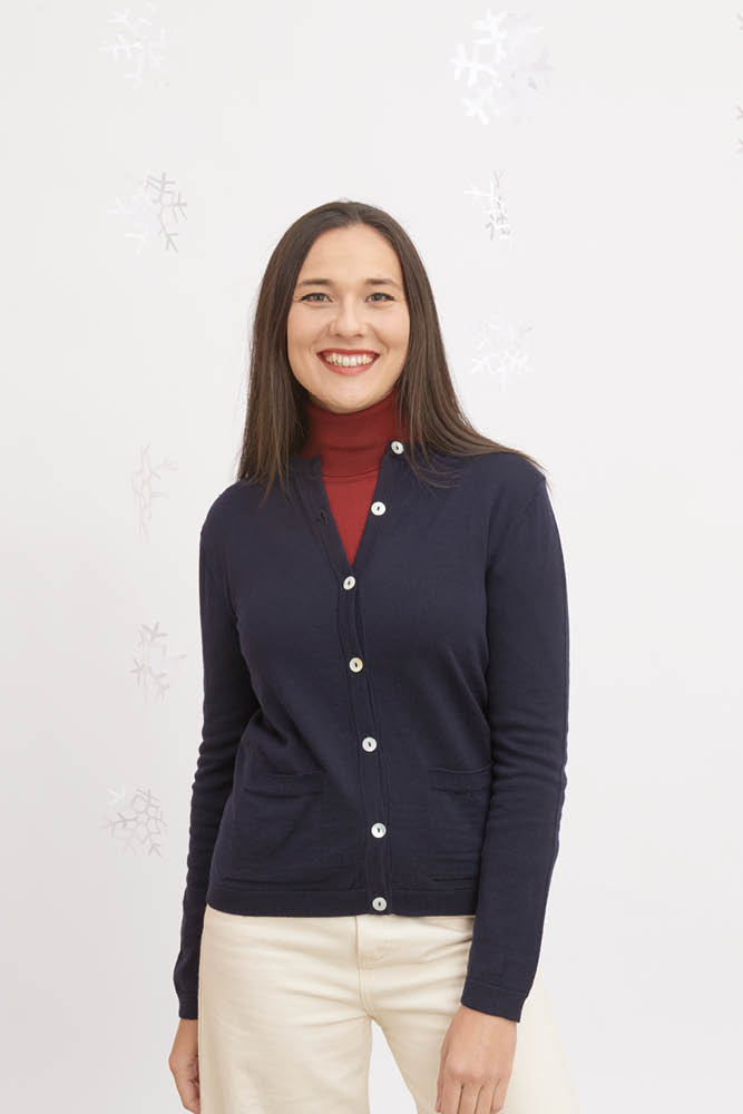 Cardigan à poches laine mérinos pour femme