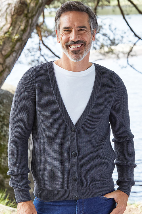 Cardigan à poches laine mérinos pour homme