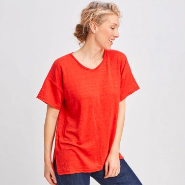 T-shirt en lin long pour femme