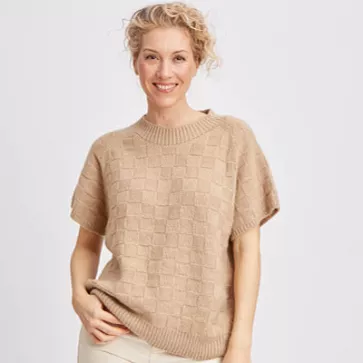 Pull manches courtes duvet de chameau pour femme 