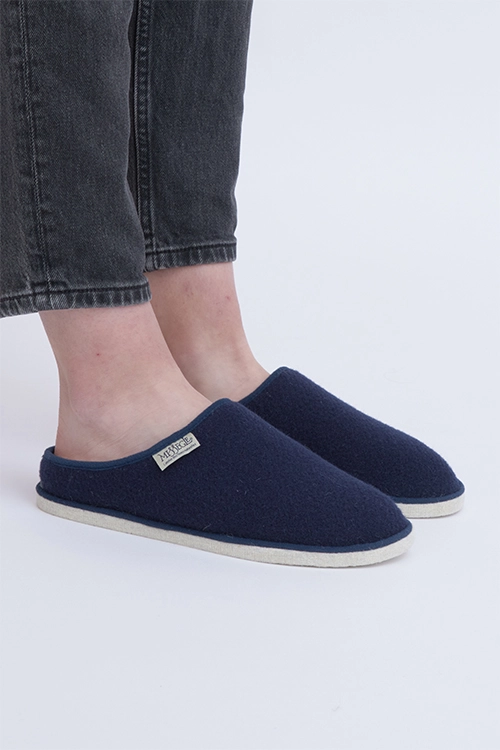 Charentaises mules en mohair et laine Silak