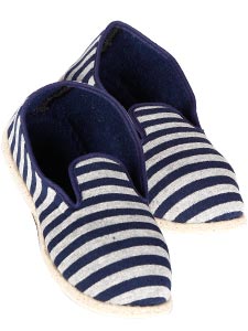 Pantoufles en coton à rayures