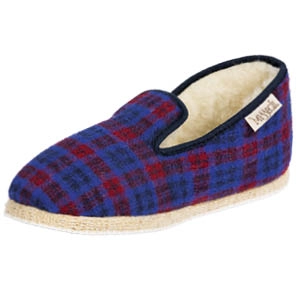 Charentaises mohair et laine écossais bleu