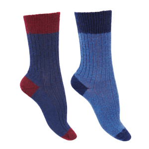 Chaussettes sans élastique laine mohair santé bicolores