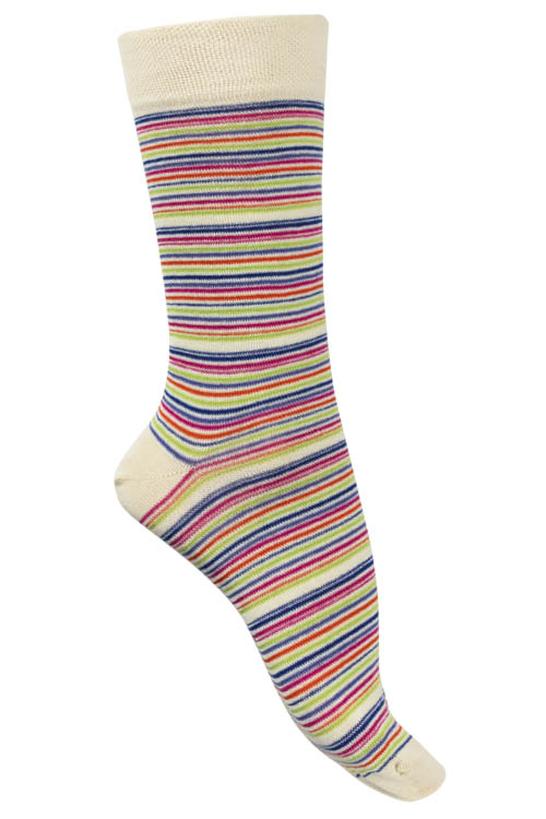 Chaussettes coton bio à rayures multicolores