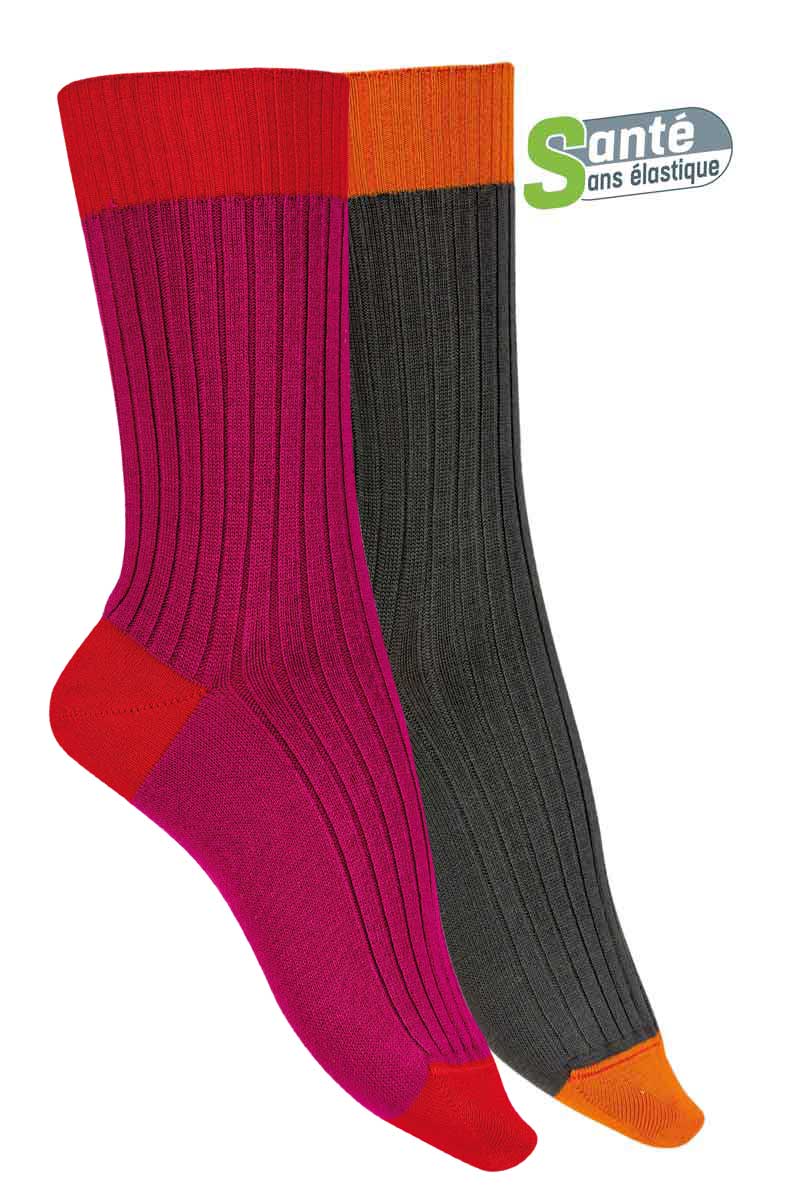 Chaussettes Fil d'Écosse Bicolores Santé Bonnes affaires