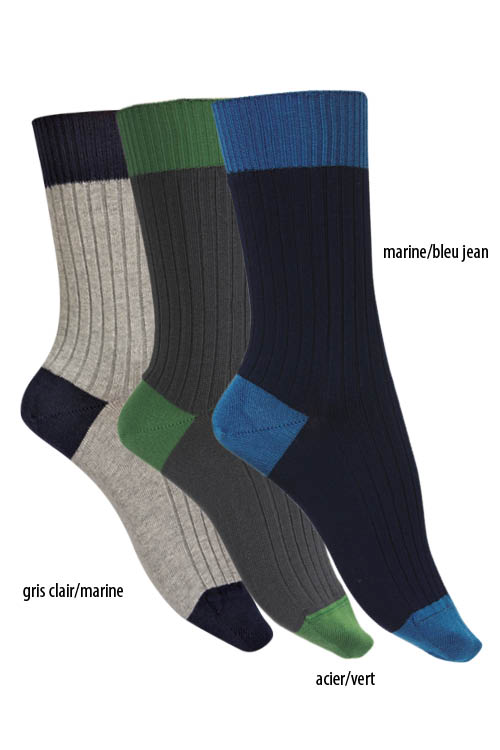 Chaussettes coton Fil d'Écosse Santé Bicolores