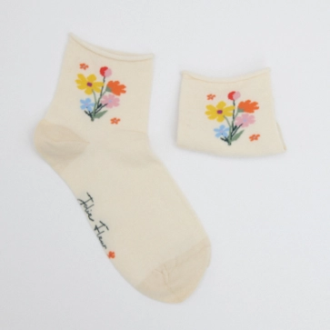 Chaussettes en coton jolies fleurs