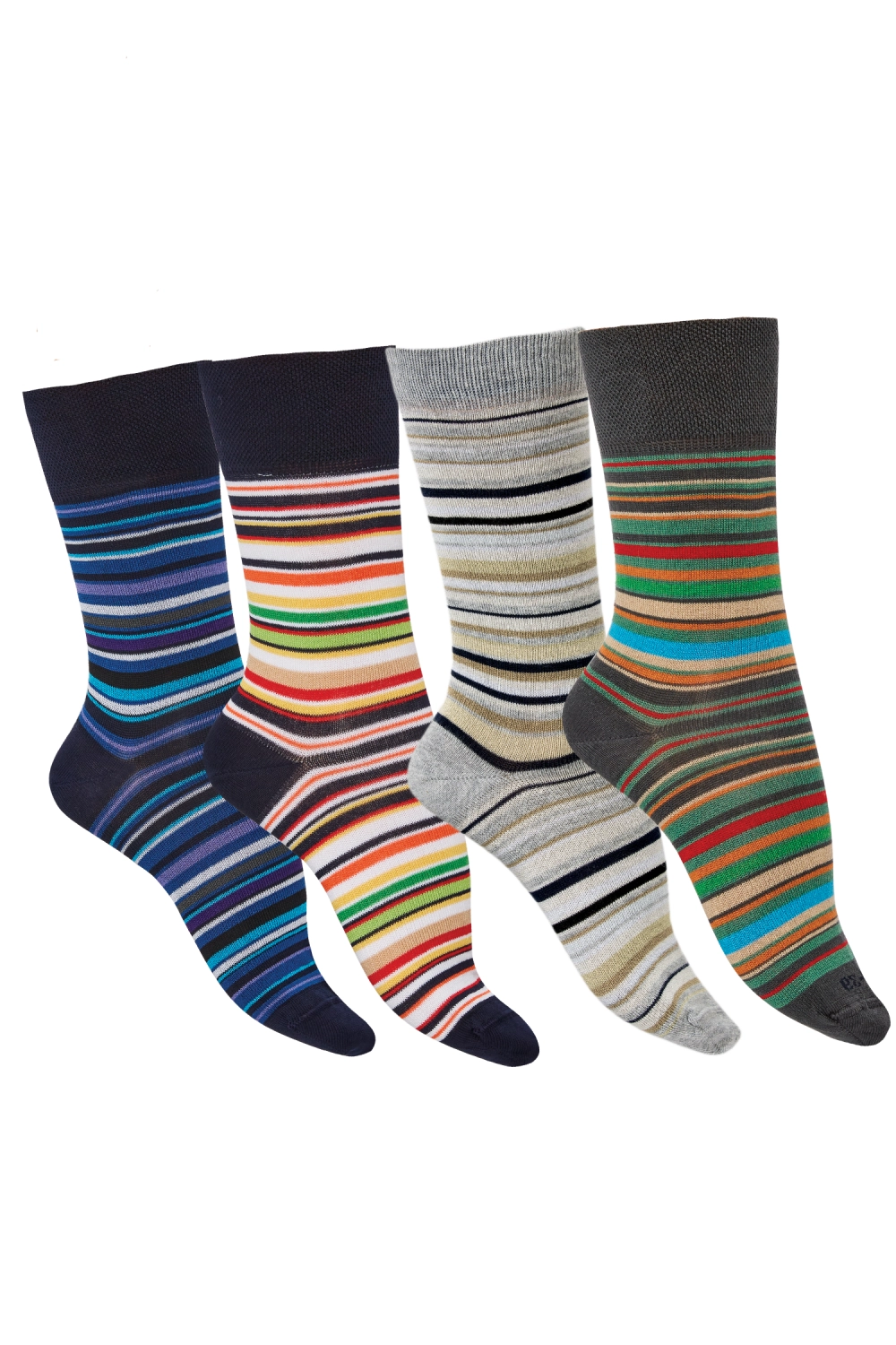 Chaussettes sans couture fil d'écosse bio à rayures