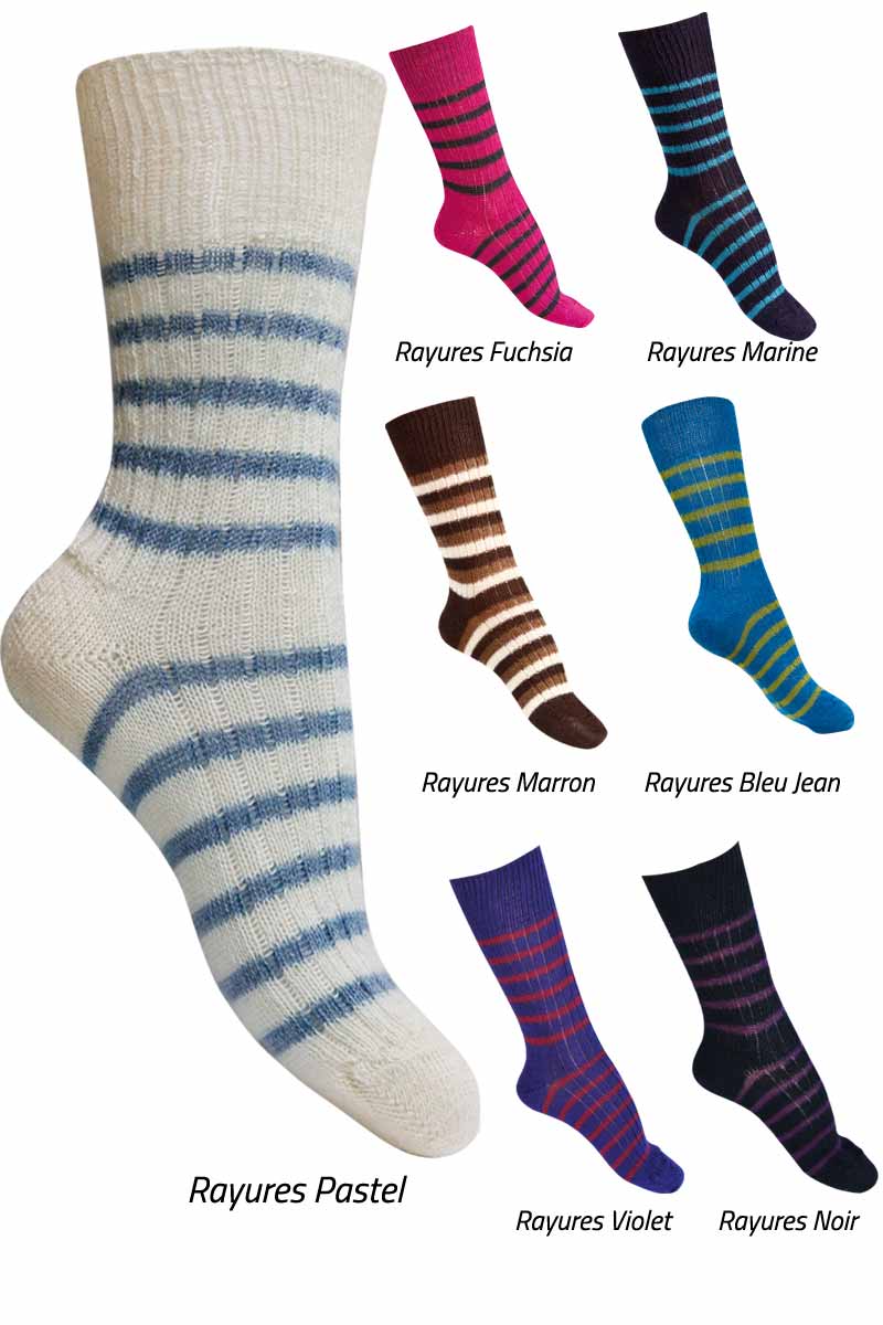 Chaussettes Laine Mohair Rayées Bonnes affaires
