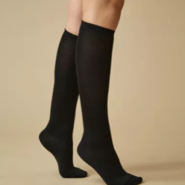 Chaussettes hautes laine mérinos et soie