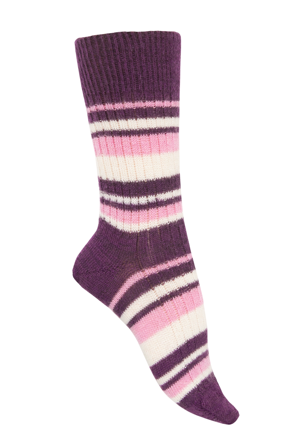 Chaussettes sans couture laine mohair rayures multicolores