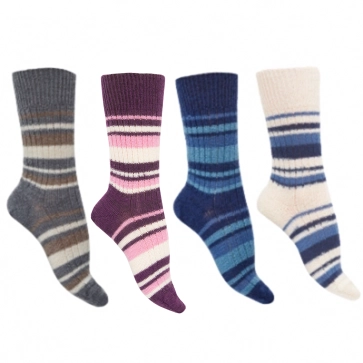 Chaussettes laine mohair rayures multicolores