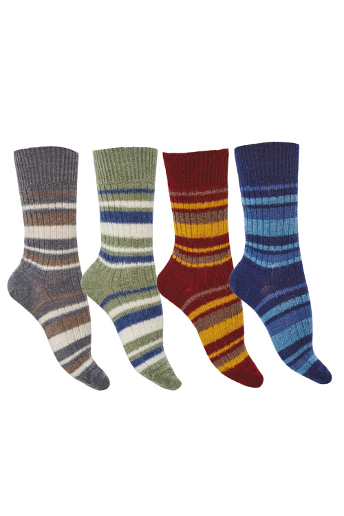Chaussettes sans couture mohair rayures multicolores - Missegle: chaussette  sans couture