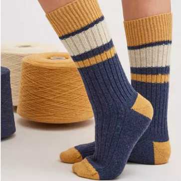 Chaussettes laine recyclée bicolores ou à rayures