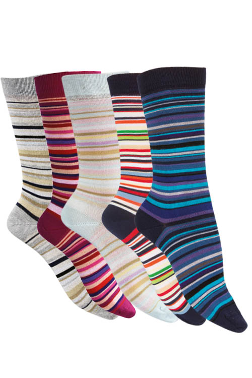 Chaussettes sans couture fil d'écosse à rayures
