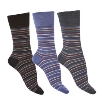 Chaussettes laine mérinos et soie à rayures multicolores