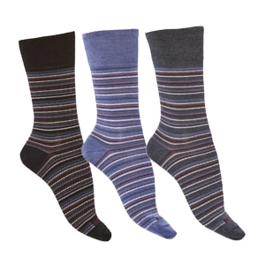Chaussettes laine mérinos et soie à rayures multicolores 