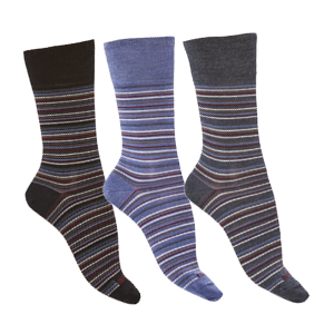 Chaussettes laine mérinos et soie à rayures multicolores